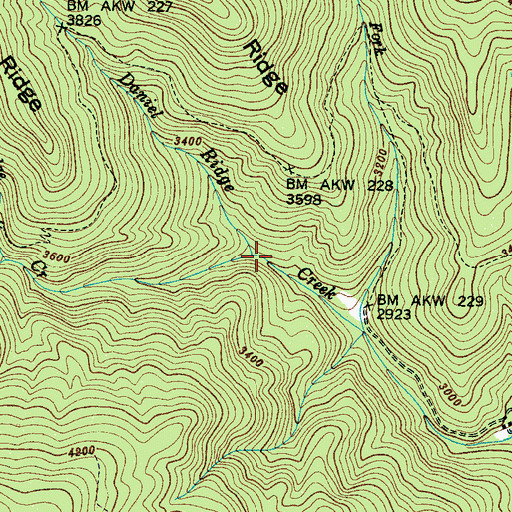 Topographic Map of Shuck Ridge Creek, NC