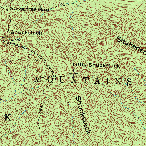 Topographic Map of Shuckstack Ridge, NC