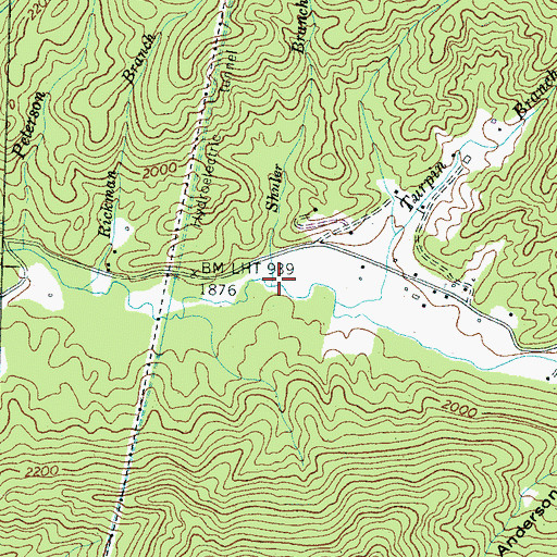 Topographic Map of Shuler Branch, NC