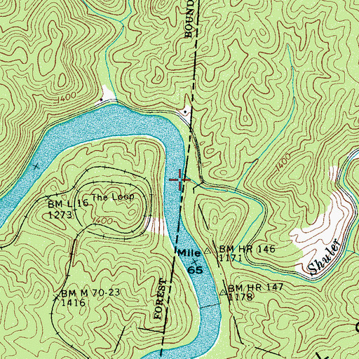 Topographic Map of Shuler Creek, NC