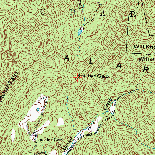 Topographic Map of Shuler Gap, NC