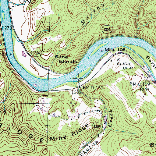 Topographic Map of Shut-In Creek, NC