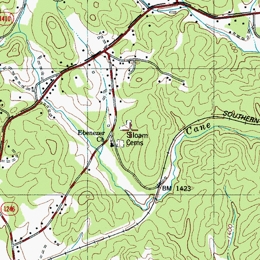 Topographic Map of Siloam Cemeteries, NC