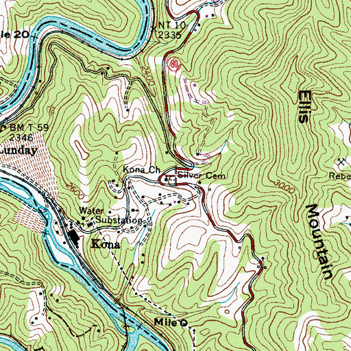Topographic Map of Silver Cemetery, NC