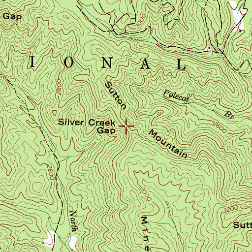 Topographic Map of Silver Creek Gap, NC