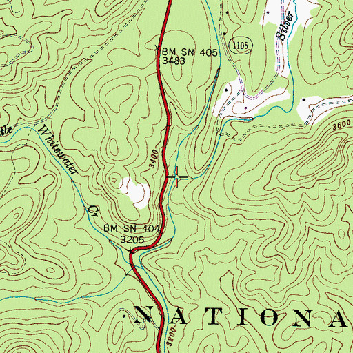 Topographic Map of Silver Run Creek, NC
