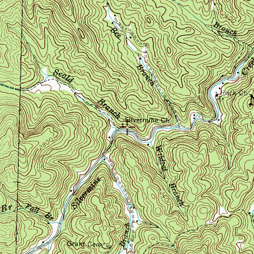 Topographic Map of Silvermine Church, NC