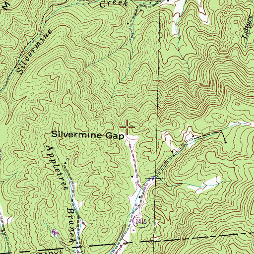 Topographic Map of Silvermine Gap, NC