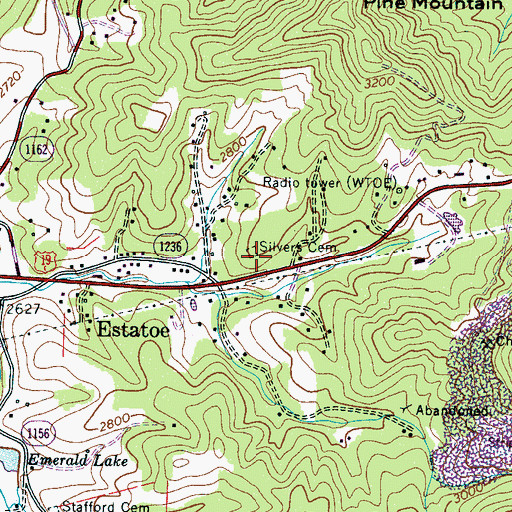 Topographic Map of Silvers Cemetery, NC