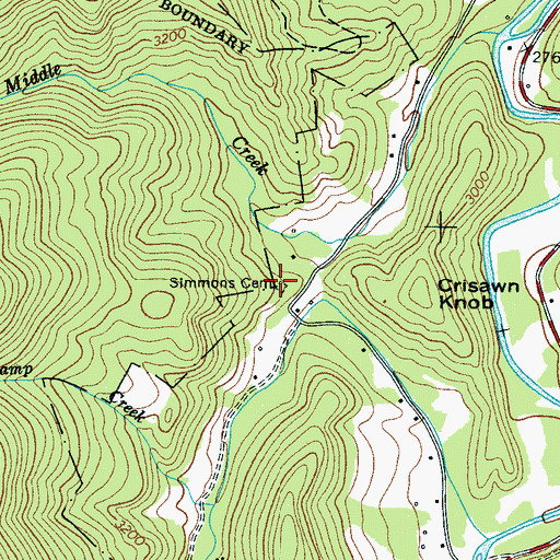 Topographic Map of Simmons Cemetery, NC