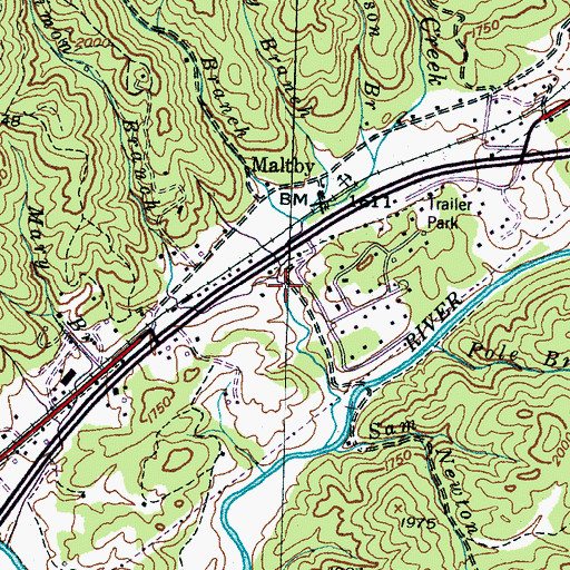 Topographic Map of Simon Branch, NC