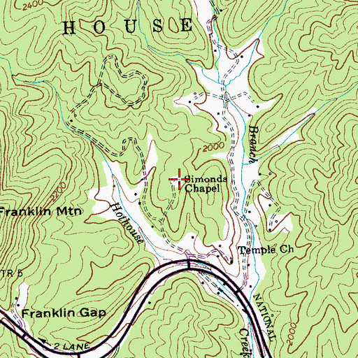 Topographic Map of Simonds Chapel, NC
