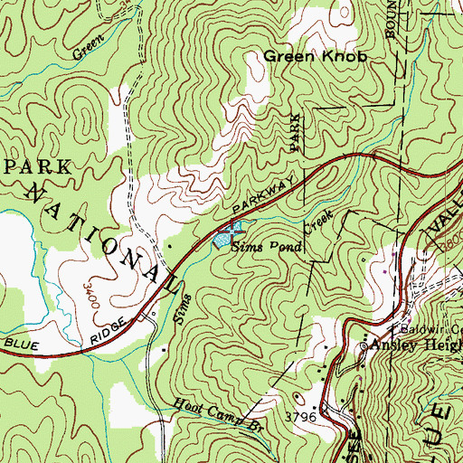 Topographic Map of Sims Pond, NC