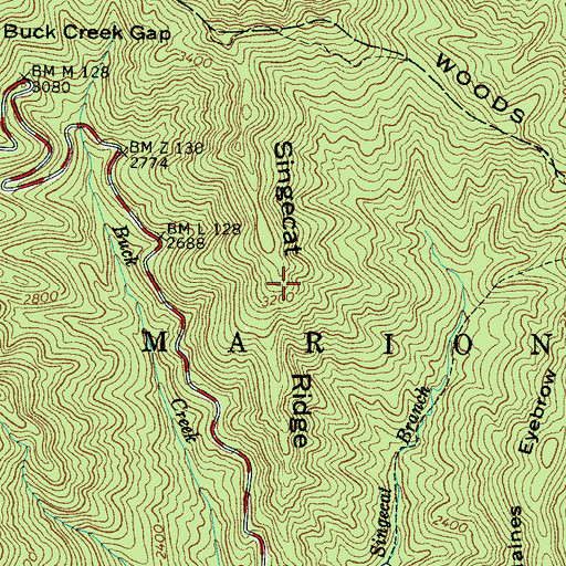 Topographic Map of Singecat Ridge, NC