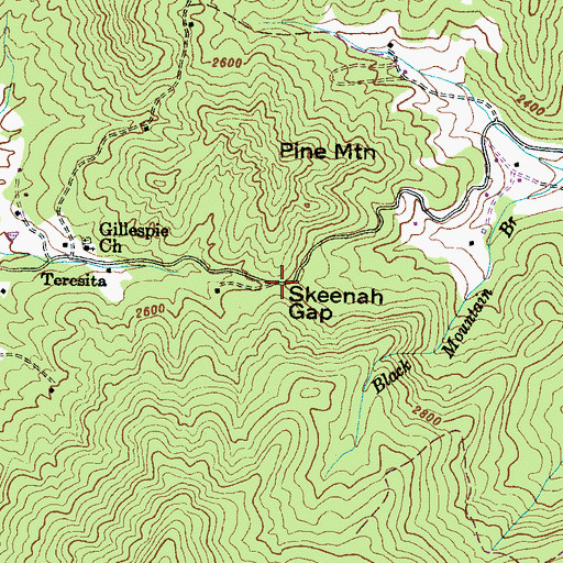 Topographic Map of Skeenah Gap, NC
