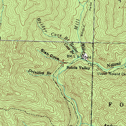 Topographic Map of Slab Cove, NC