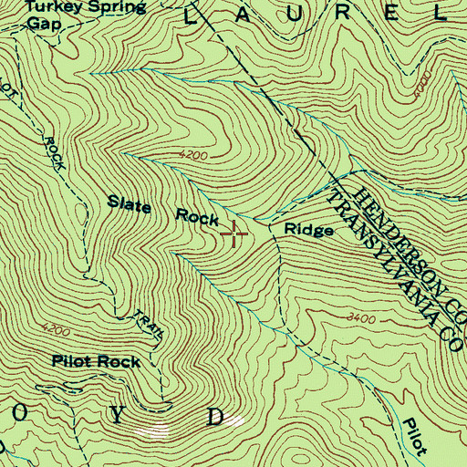 Topographic Map of Slate Rock Ridge, NC