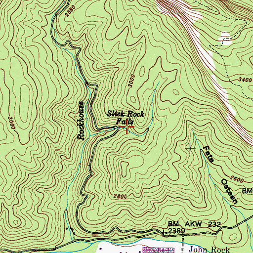 Topographic Map of Slick Rock Falls, NC