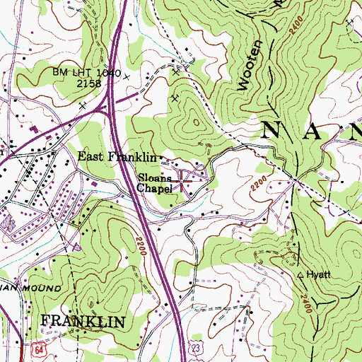 Topographic Map of Sloans Chapel, NC
