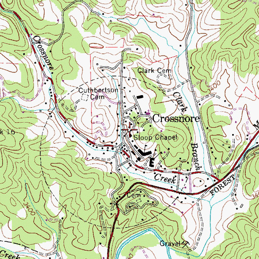 Topographic Map of Sloop Chapel, NC