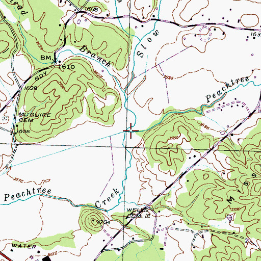 Topographic Map of Slow Creek, NC
