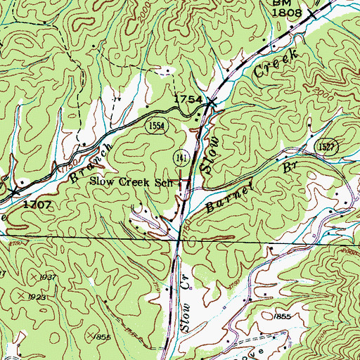 Topographic Map of Slow Creek School, NC