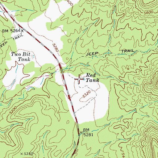 Topographic Map of Red Tank, AZ