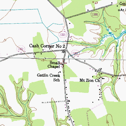 Topographic Map of Small Chapel, NC