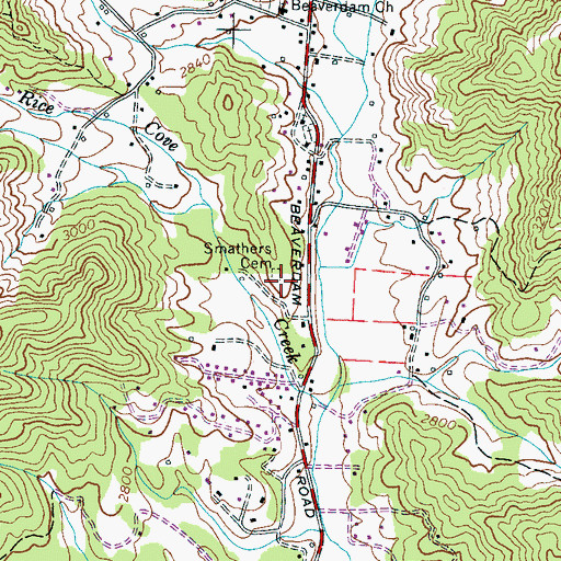 Topographic Map of Smathers Cemetery, NC
