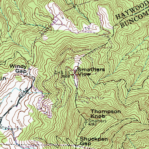 Topographic Map of Smathers View, NC