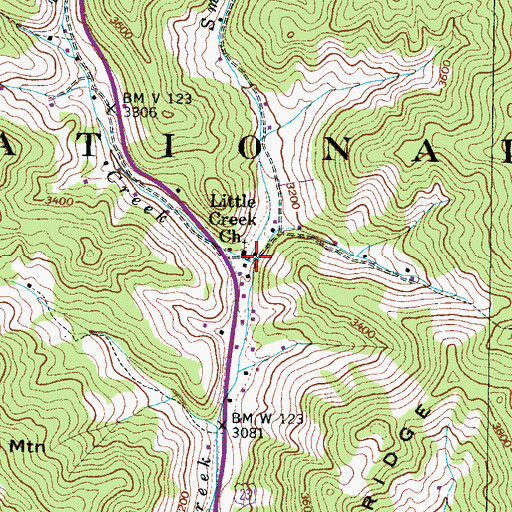 Topographic Map of Smith Branch, NC