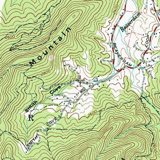 Topographic Map of Smith Cove, NC