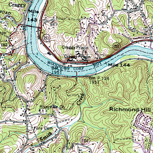 Topographic Map of Smith Creek, NC