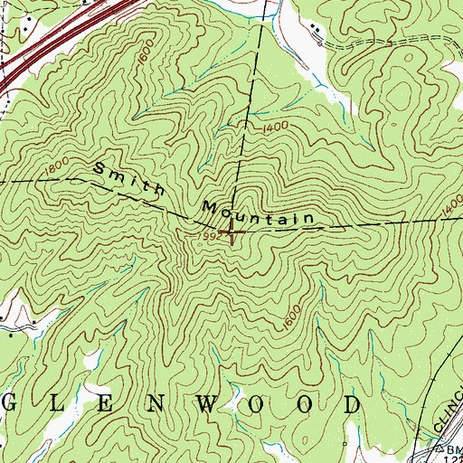 Topographic Map of Smith Mountain, NC
