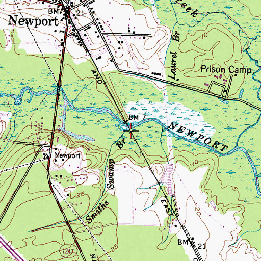 Topographic Map of Smiths Swamp Branch, NC