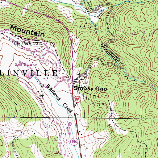 Topographic Map of Smoky Gap, NC