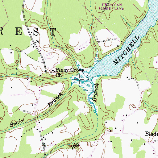 Topographic Map of Snake Branch, NC