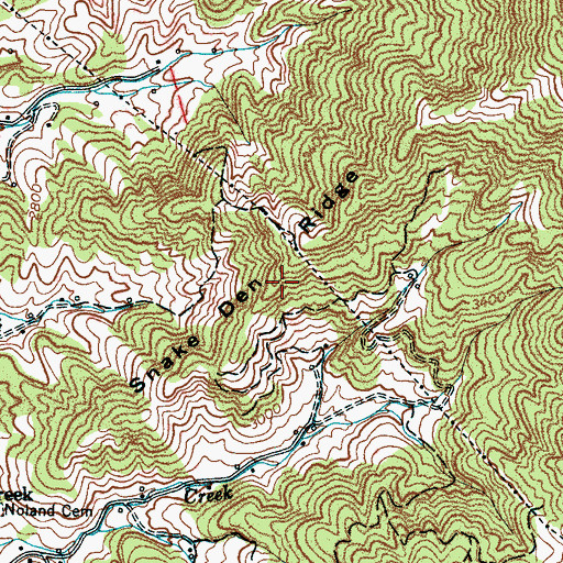 Topographic Map of Snake Den Ridge, NC