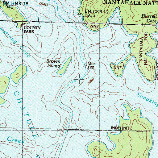 Topographic Map of Sneaking Creek, NC