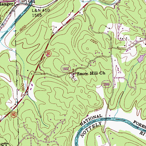 Topographic Map of Snow Hill Church, NC