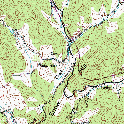 Topographic Map of Snow Hill Church, NC