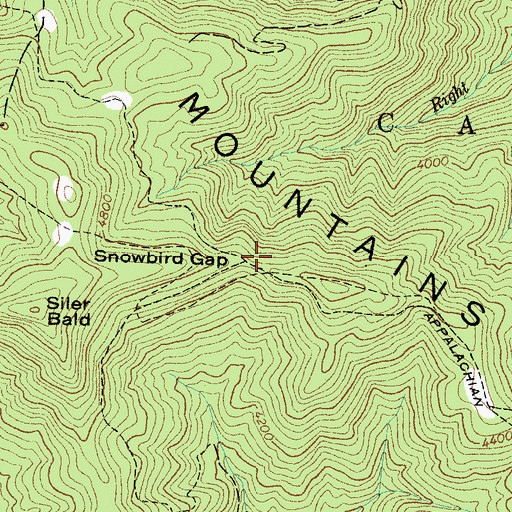 Topographic Map of Snowbird Gap, NC