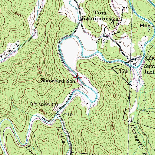 Topographic Map of Snowbird School, NC