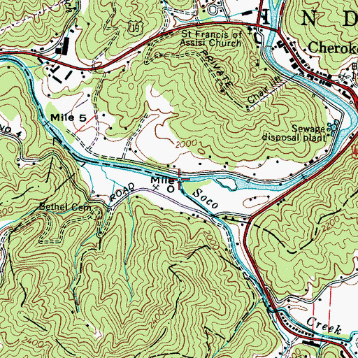 Topographic Map of Soco Creek, NC