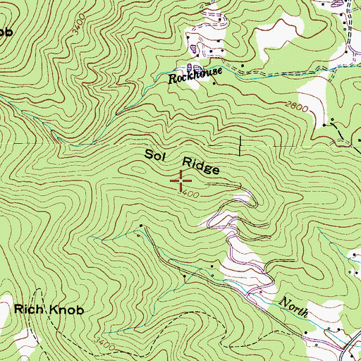 Topographic Map of Sol Ridge, NC