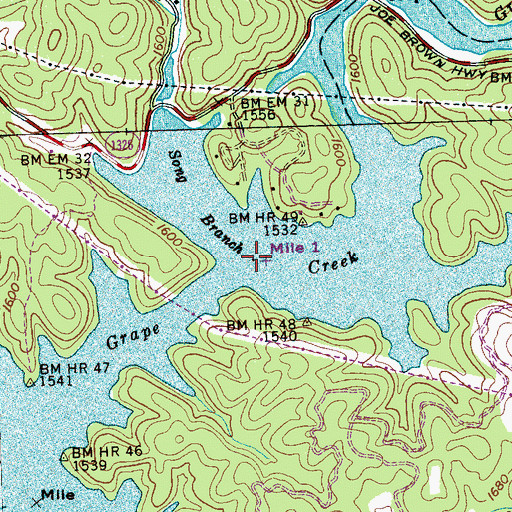 Topographic Map of Song Branch, NC