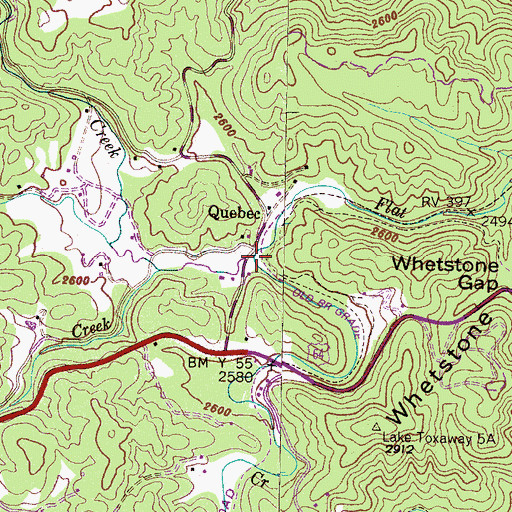 Topographic Map of South Fork Flat Creek, NC