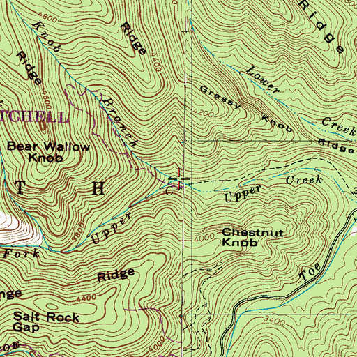 Topographic Map of South Fork Upper Creek, NC