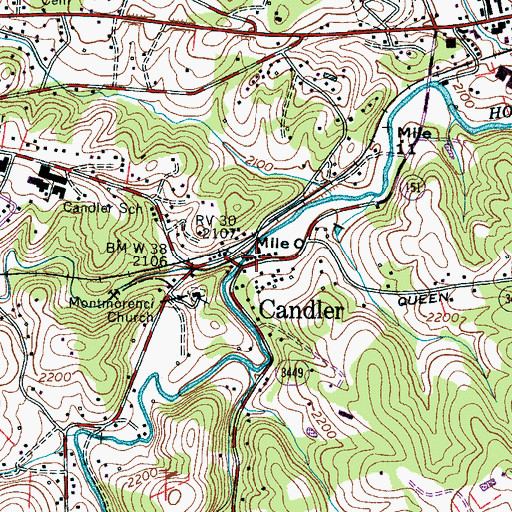Topographic Map of South Hominy Creek, NC