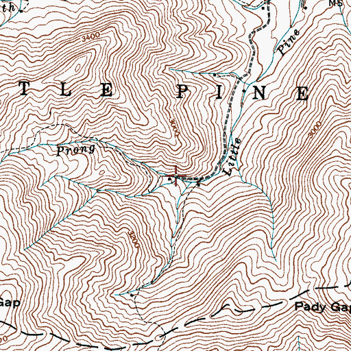 Topographic Map of South Prong Little Pine Creek, NC